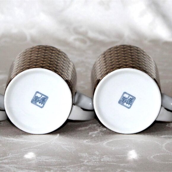 Japanese Art Deco Porcelain Snack Set | Mugs Snack Plate Sugar Bowl - Picture 4 of 14